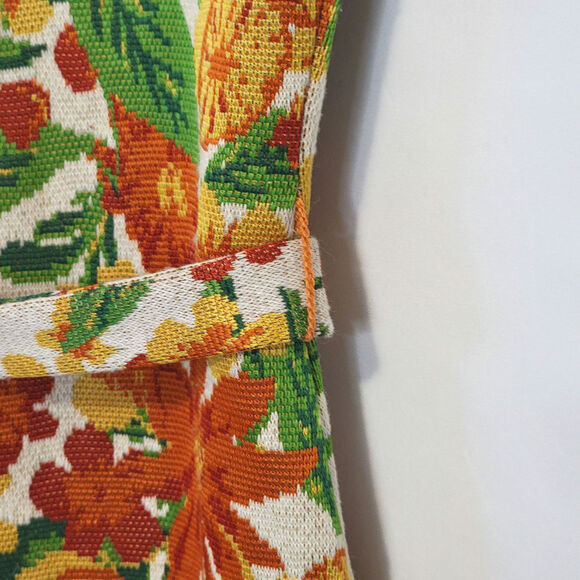 ZARA Floral Short Sleeve Mock Neck Jacquard Straight Sheath Midi Dress Size S - Picture 11 of 16